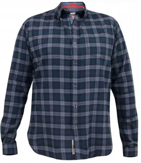 D555 Luton Checked Flanell Shirt Navy - Camisas - Camisas 2XL-10XL