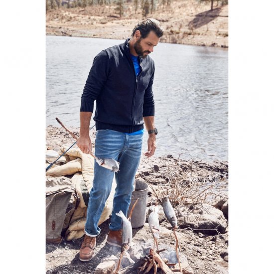 JP1880 Cardigan Knitted with Zipper Navy TALL - ROPA DE HOMBRE MT-6XLT - Tamaños de talle alto