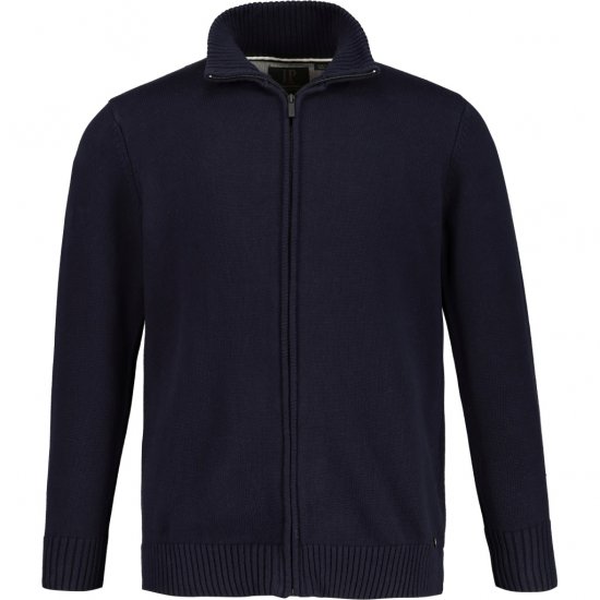 JP1880 Cardigan Knitted with Zipper Navy TALL - ROPA DE HOMBRE MT-6XLT - Tamaños de talle alto