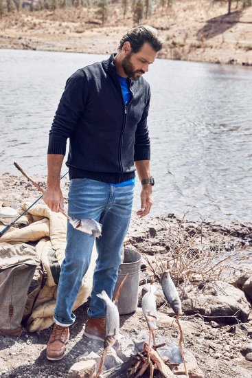 JP1880 Cardigan Knitted with Zipper Navy - Sudaderas - Sudaderas 2XL-12XL