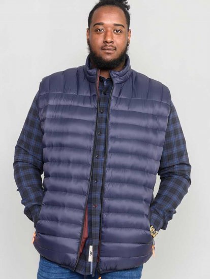 D555 WICKHAM 1 Puffer Gilet with Burgundy Lining Navy - Chalecos - Chalecos en tallas grandes