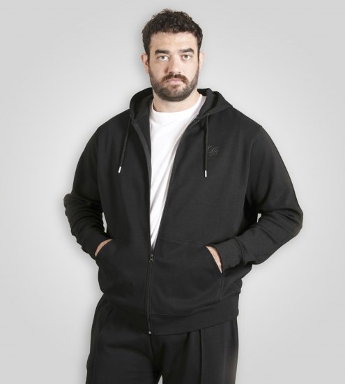 Duke Kenilworth Pin Tuck Sleeves Zip Through Hoodie Dark Navy TALL - TALL sudaderas - 
