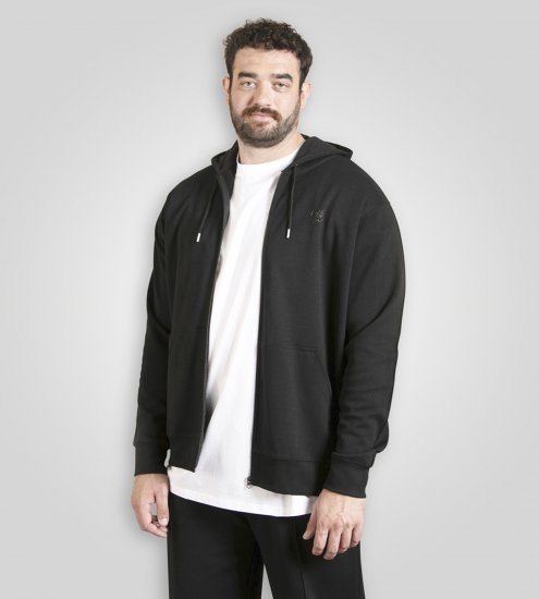 Duke Kenilworth Pin Tuck Sleeves Zip Through Hoodie Dark Navy TALL - TALL sudaderas - 
