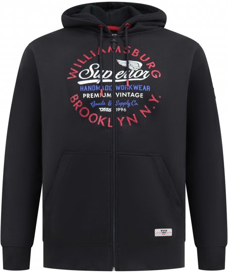 Duke Southampton Brooklyn Chest Print Full Zip Hoodie Black - Sudaderas - Sudaderas 2XL-12XL
