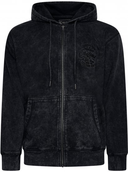 Kam Jeans 7082 Garment DYE with Zipper Hoodie Black - Sudaderas - Sudaderas 2XL-12XL