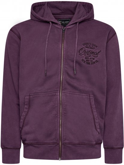 Kam Jeans 7082 Garment DYE with Zipper Hoodie Purple - Sudaderas - Sudaderas 2XL-12XL