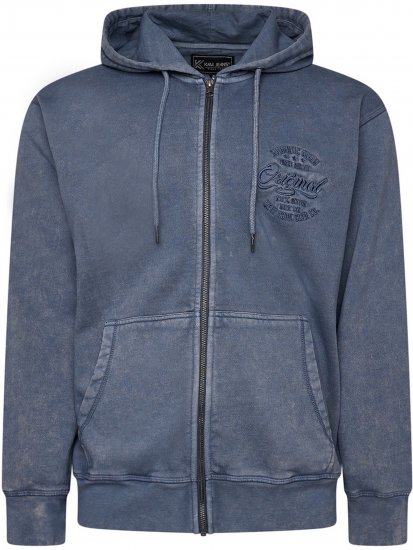 Kam Jeans 7082 Garment DYE with Zipper Hoodie Vintage Indigo - Sudaderas - Sudaderas 2XL-12XL