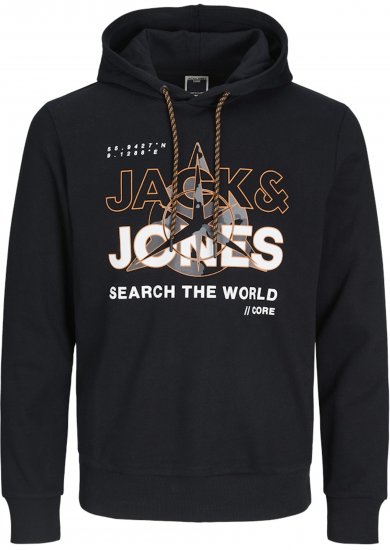 Jack & Jones Hunt Hoodie Black - Sudaderas - Sudaderas 2XL-12XL