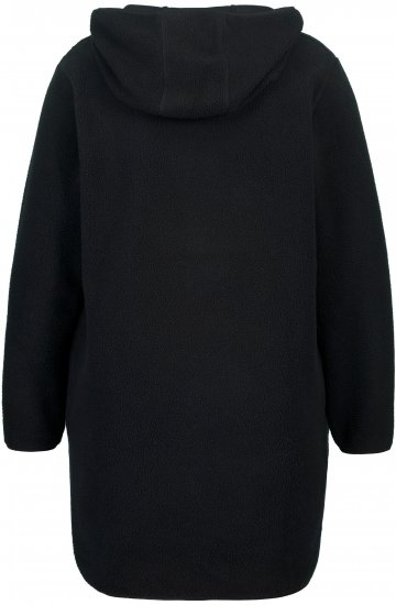 Ulla Popken Teddy Fleece Hooded Zip Neck Sweatshirt Black - Sudaderas y hoodies - 