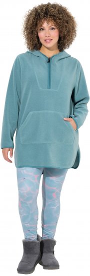 Ulla Popken Teddy Fleece Hooded Zip Neck Sweatshirt Ice Green - Sudaderas y hoodies - 