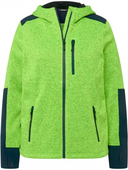 Ulla Popken Contrast Inserts Sweater Knit Hoodie Light Green - Sudaderas y hoodies - 