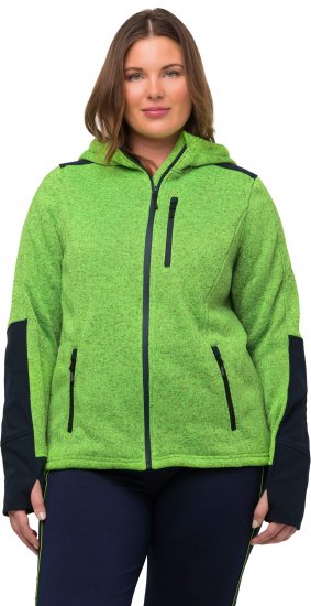 Ulla Popken Contrast Inserts Sweater Knit Hoodie Light Green - Sudaderas y hoodies - 
