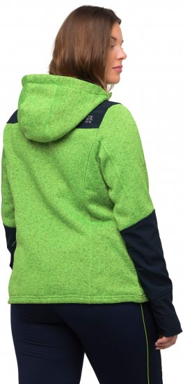 Ulla Popken Contrast Inserts Sweater Knit Hoodie Light Green - Sudaderas y hoodies - 
