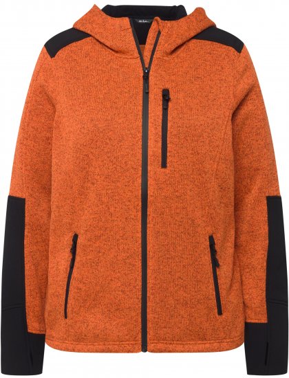 Ulla Popken Contrast Inserts Sweater Knit Hoodie Bright Orange Yellow - Sudaderas y hoodies - 