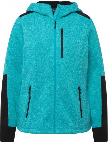 Ulla Popken Contrast Inserts Sweater Knit Hoodie Aquamarine - Sudaderas y hoodies - 