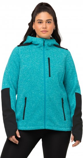Ulla Popken Contrast Inserts Sweater Knit Hoodie Aquamarine - Sudaderas y hoodies - 