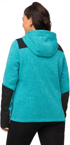 Ulla Popken Contrast Inserts Sweater Knit Hoodie Aquamarine - Sudaderas y hoodies - 