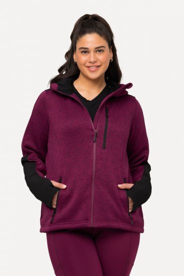 Ulla Popken Contrast Inserts Sweater Knit Hoodie Blackberry - Ulla Popken - Ulla Popken Ropa de Tallas Grandes