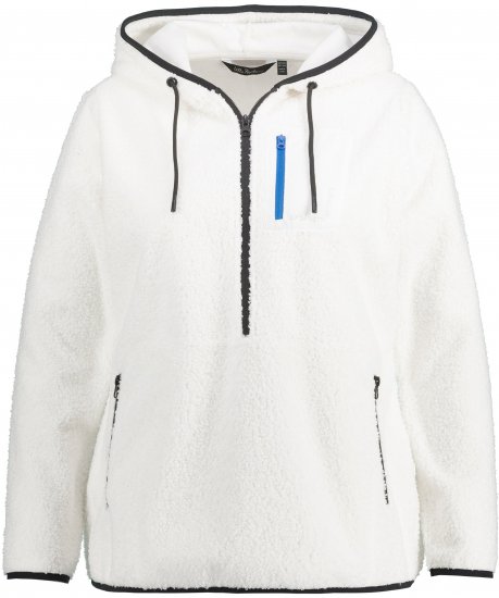 Ulla Popken Teddy Fleece Partial Zip Hoodie Snow White - Sudaderas y hoodies - 