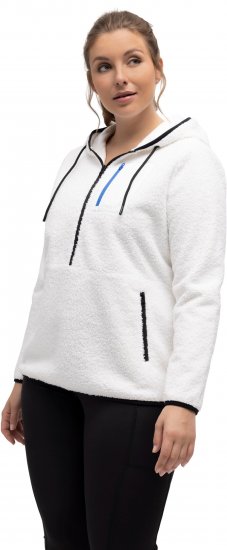 Ulla Popken Teddy Fleece Partial Zip Hoodie Snow White - Sudaderas y hoodies - 