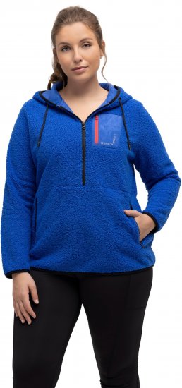 Ulla Popken Teddy Fleece Partial Zip Hoodie Royal Blue - Sudaderas y hoodies - 