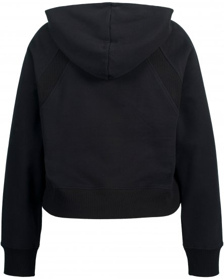 Ulla Popken Ribbed Inset Zip Collar Hoodie Black - Sudaderas y hoodies - 