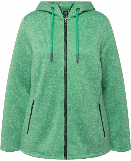 Ulla Popken Melange Knit Fleece Lined Hoodie Spring Green - Sudaderas y hoodies - 