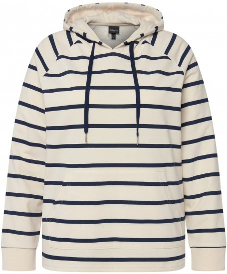 Ulla Popken Stripe Print Loungewear Hoodie Chalk - Sudaderas y hoodies - 