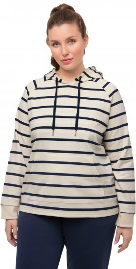 Ulla Popken Stripe Print Loungewear Hoodie Chalk - Sudaderas y hoodies - 