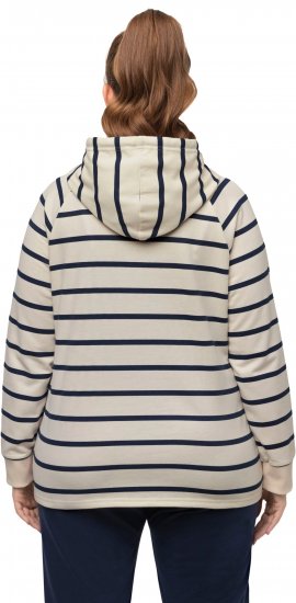 Ulla Popken Stripe Print Loungewear Hoodie Chalk - Sudaderas y hoodies - 