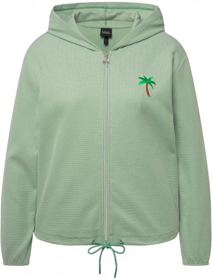 Ulla Popken Drawstring Hem Zip-Up Hoodie Light Green - Sudaderas y hoodies - 