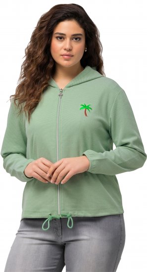 Ulla Popken Drawstring Hem Zip-Up Hoodie Light Green - Sudaderas y hoodies - 