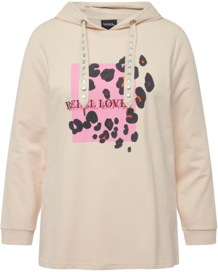 Ulla Popken REBEL LOVE Long Sleeve Graphic Hoodie Vanilla - Sudaderas y hoodies - 