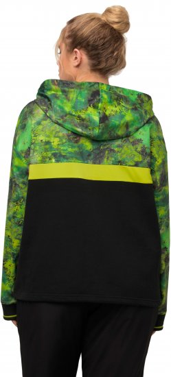 Ulla Popken Mineral Print Quick Dry Hoodie Black - Sudaderas y hoodies - 