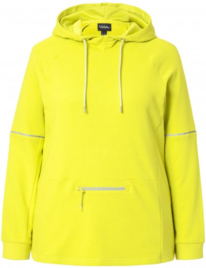 Ulla Popken Zippered Pocket and Reflective Piping Hoodie Green Apple - Sudaderas y hoodies - 