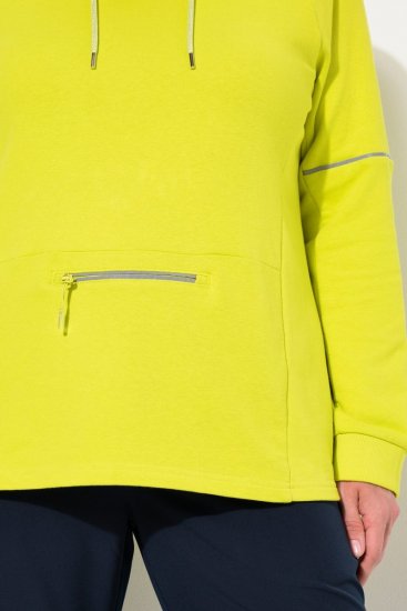 Ulla Popken Zippered Pocket and Reflective Piping Hoodie Green Apple - Sudaderas y hoodies - Sudaderas, Hoodies y Punto Cómodos