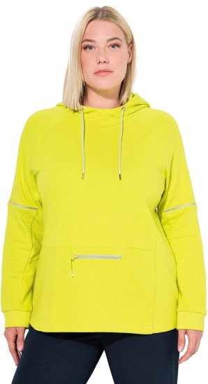 Ulla Popken Zippered Pocket and Reflective Piping Hoodie Green Apple - Sudaderas y hoodies - 