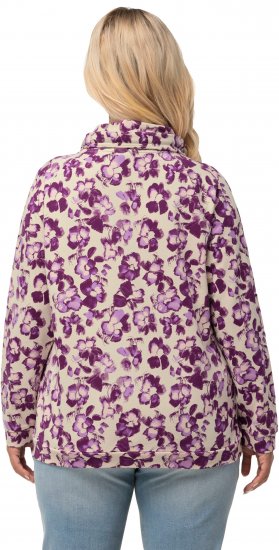 Ulla Popken Floral Print Drawstring Collar Hoodie Vanilla - Sudaderas y hoodies - 