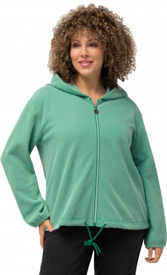 Ulla Popken Drawstring Hem Two-Tone Knit Hoodie Emerald Green - Sudaderas y hoodies - 