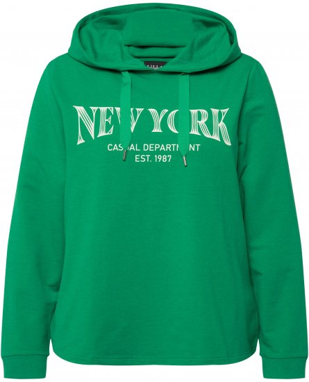 Ulla Popken City Name Graphic Hoodie Emerald Green - Sudaderas y hoodies - 