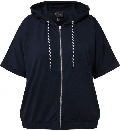 Ulla Popken Short Sleeve Zip-Up Hoodie Navy - Sudaderas y hoodies - 