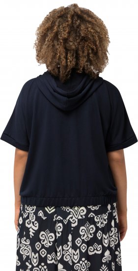 Ulla Popken Short Sleeve Zip-Up Hoodie Navy - Sudaderas y hoodies - 