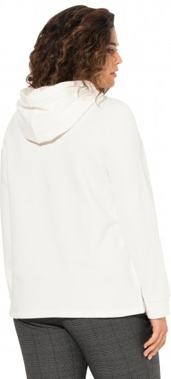 Ulla Popken Face Graphic Long Sleeve Hoodie Off-White - Sudaderas y hoodies - 
