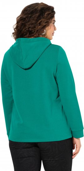 Ulla Popken Face Graphic Long Sleeve Hoodie Emerald Green - Sudaderas y hoodies - 