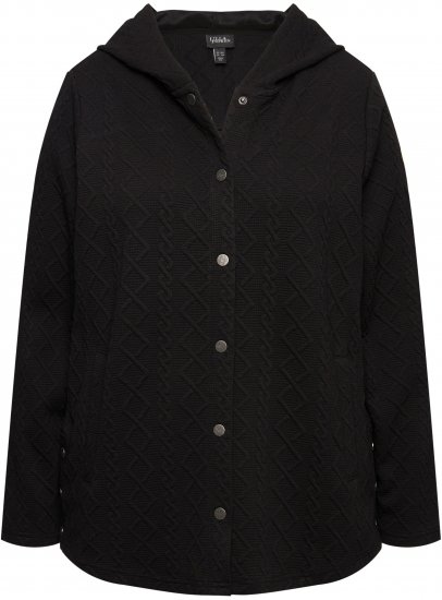 Ulla Popken Cable Knit Long Sleeve Hoodie Black - Sudaderas y hoodies - 