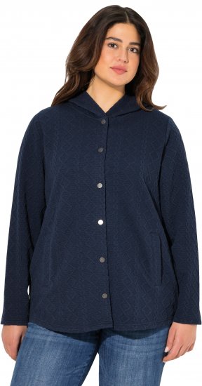 Ulla Popken Cable Knit Long Sleeve Hoodie Navy - Sudaderas y hoodies - Sudaderas, Hoodies y Punto Cómodos