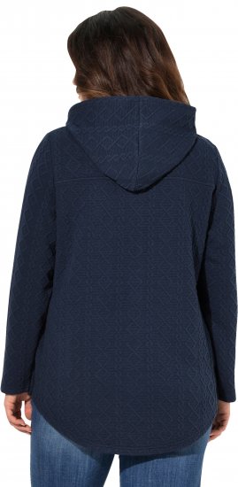 Ulla Popken Cable Knit Long Sleeve Hoodie Navy - Sudaderas y hoodies - Sudaderas, Hoodies y Punto Cómodos
