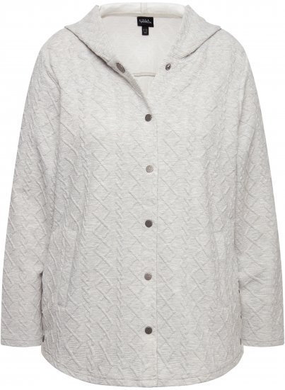 Ulla Popken Cable Knit Long Sleeve Hoodie Light Grey Melange - Sudaderas y hoodies - 