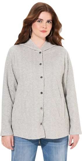 Ulla Popken Cable Knit Long Sleeve Hoodie Light Grey Melange - Sudaderas y hoodies - 