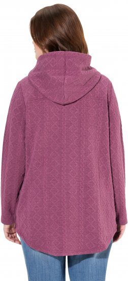 Ulla Popken Cable Knit Long Sleeve Hoodie Berry - Sudaderas y hoodies - 